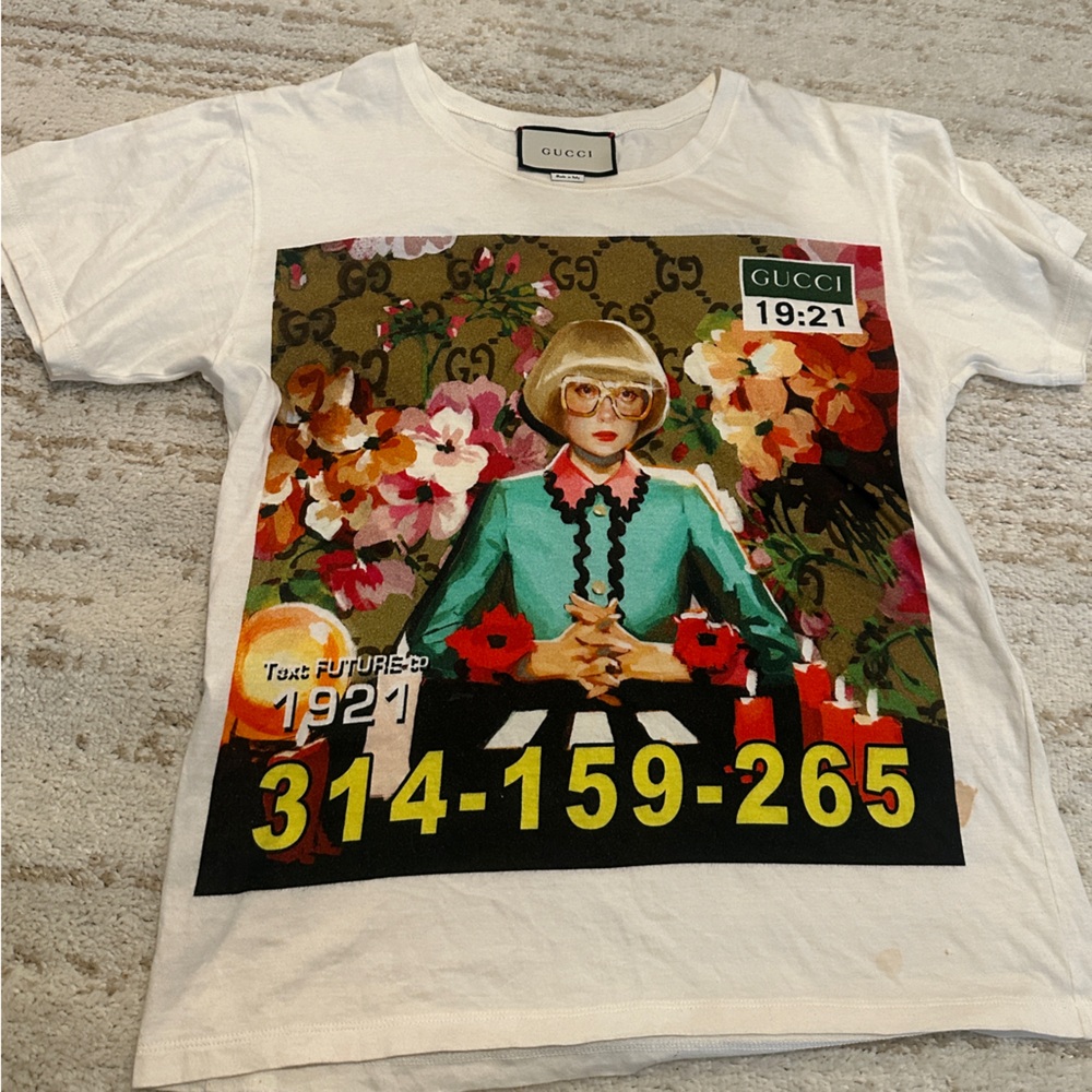 Gucci Graphic Tee - White with Multicolor Design